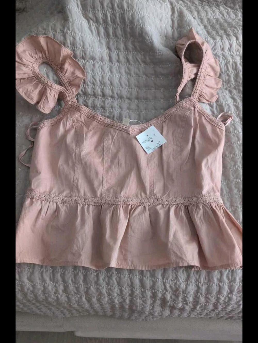 Ruffled Strap Peplum Tank Top - Blush Pink